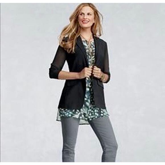 Cabi sheer sleeve black blazer size 12 - Picture 1 of 5